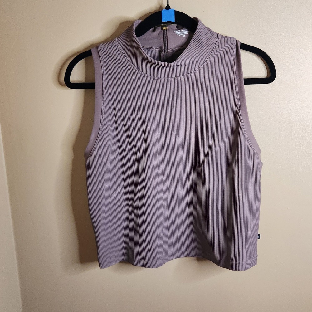 Athleta Alicia Keys Taupe Ribbed Crop Tank 1X 988717